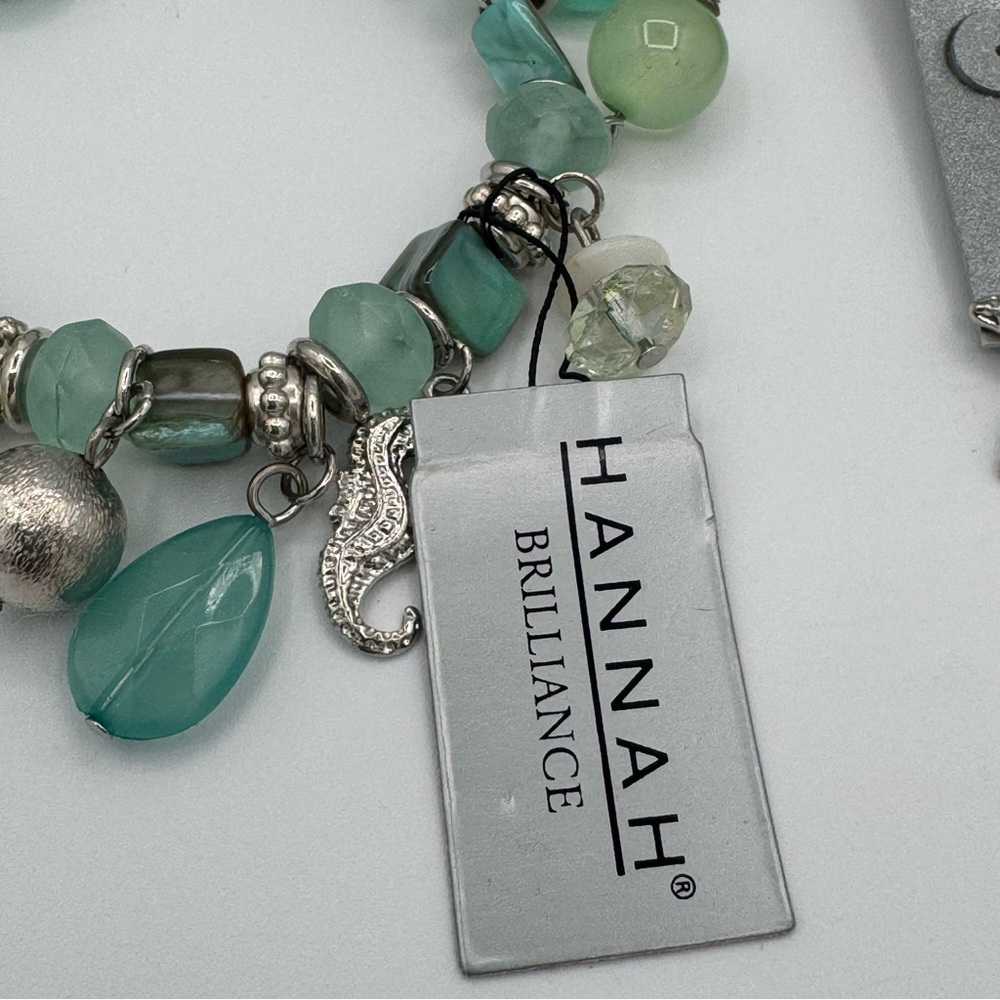 Hannah Brilliance Nautical Beach Ocean Sea Glass Sea Life Bracelet and Earrings - Picture 8 of 11